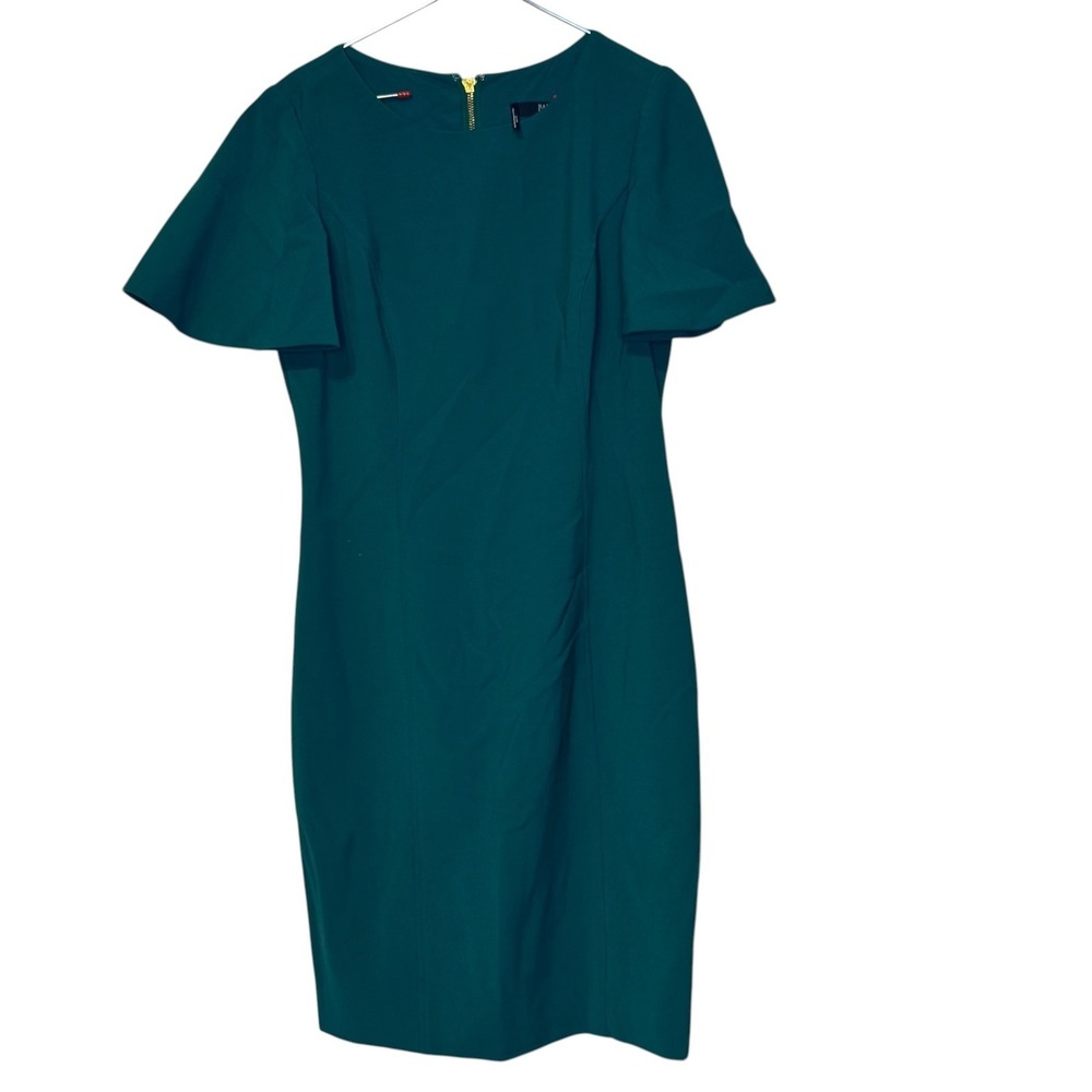 Badgley Mischka Women's Dress Belle Sleeve Sheath Lined Back Zip Green Size 10